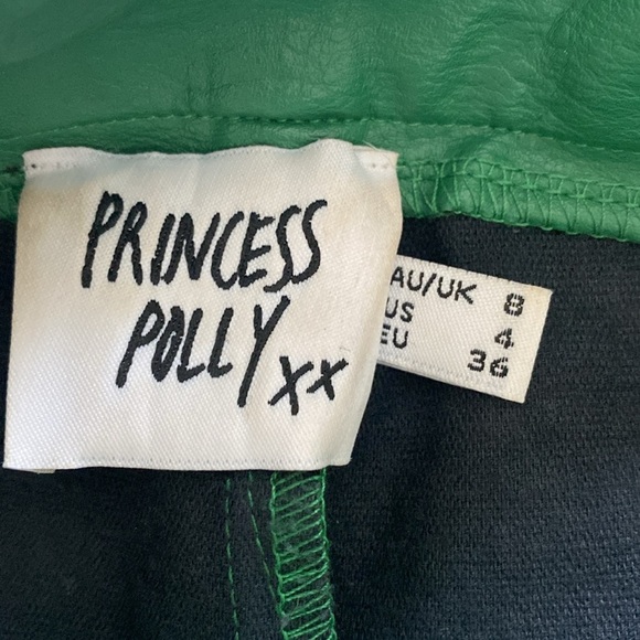 Princess Polly Vegan Leather Suki Green High-Waisted Pants - Picture 7 of 7